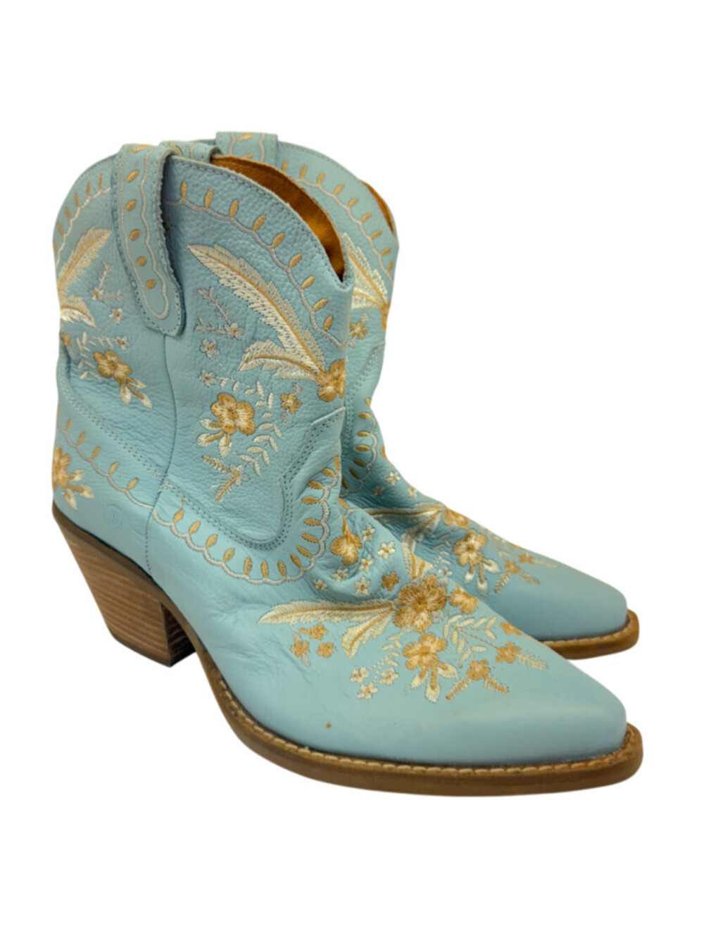 Dingo Women's Primrose Snip Toe Western Ankle Boots DI748 Blue-Floral Size 9M
